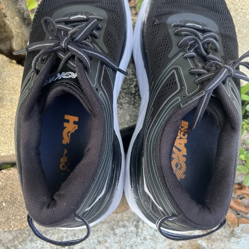 Size 9 Hoka One One Womens Bondi 7 1110519 Black Running Sneaker Shoes Worn